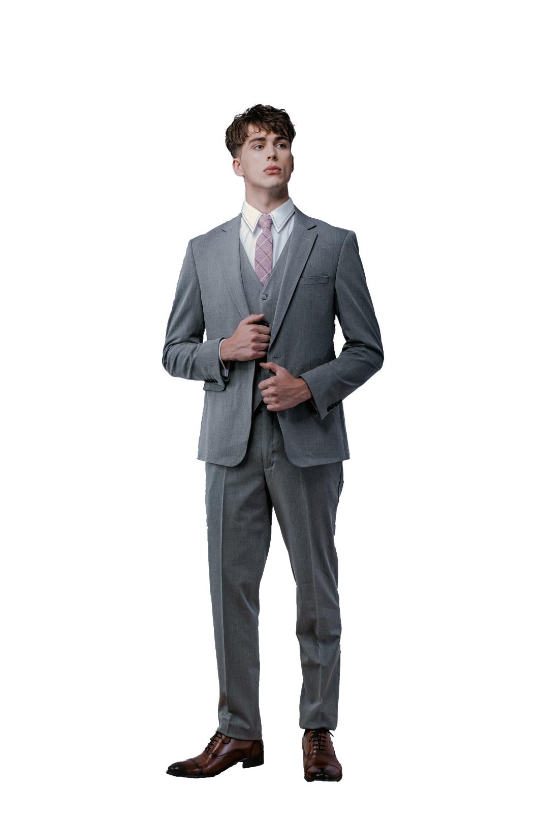 Grey Three-Piece Business Suit
